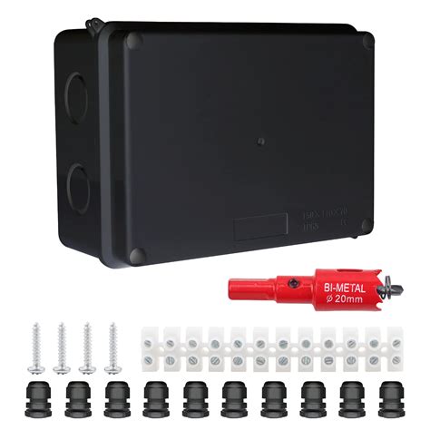 Waterproof Junction Box with Terminal Block, Black, 